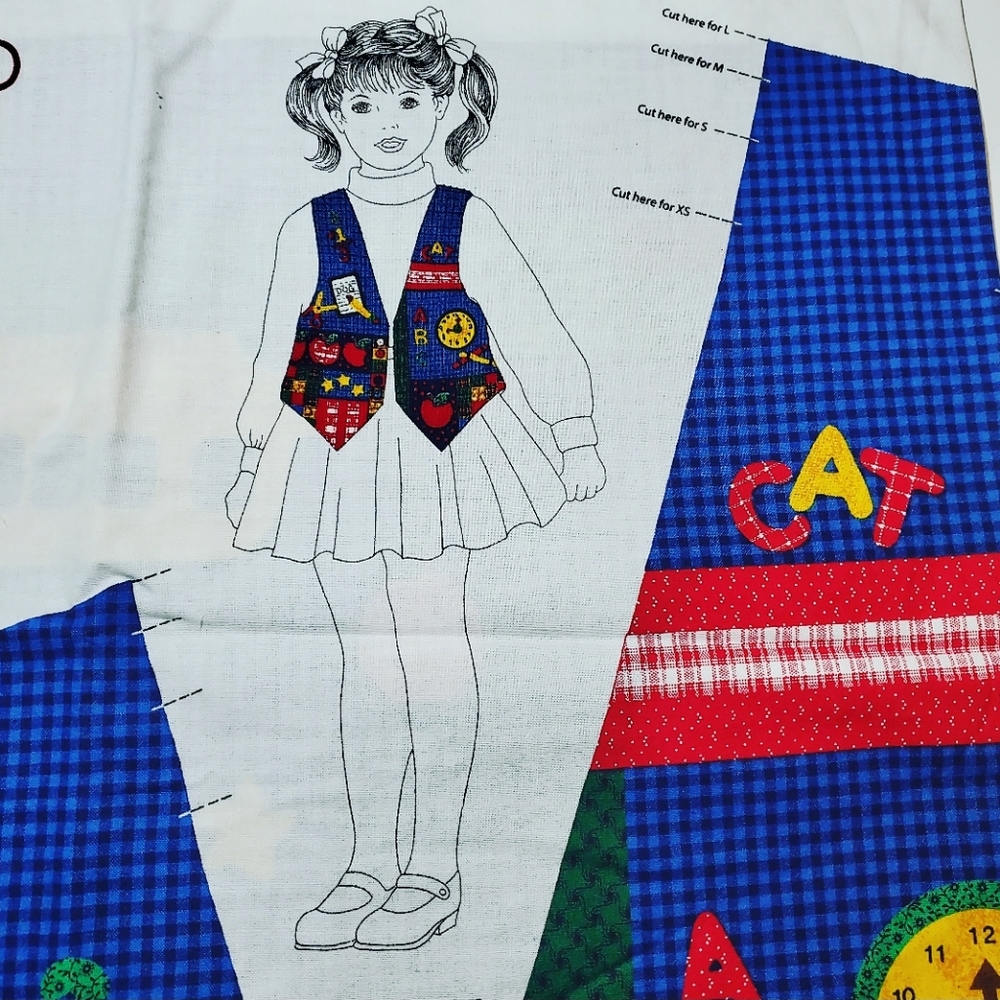 Kid's back to school vest fabric panel